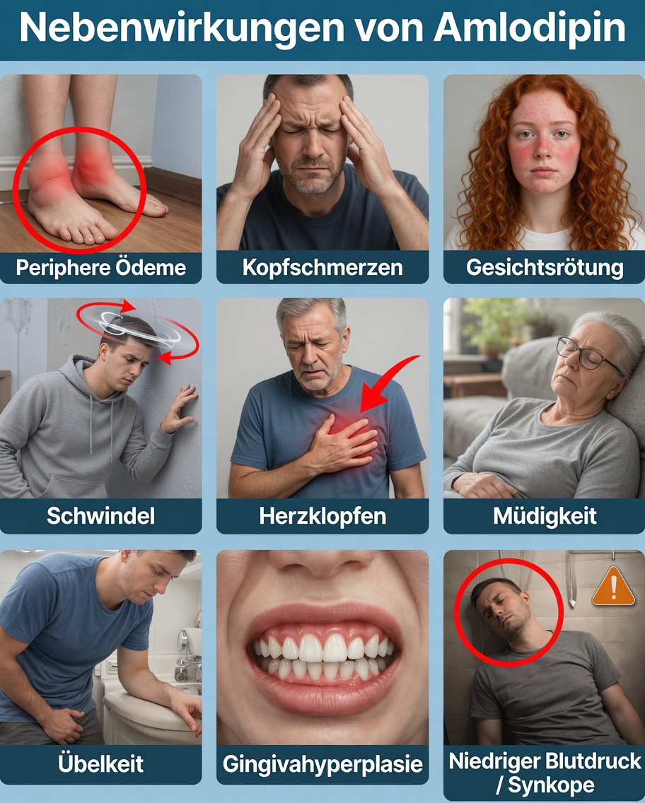 Die 12 häufigsten Nebenwirkungen von Amlodipin, die jeder Patient kennen sollte