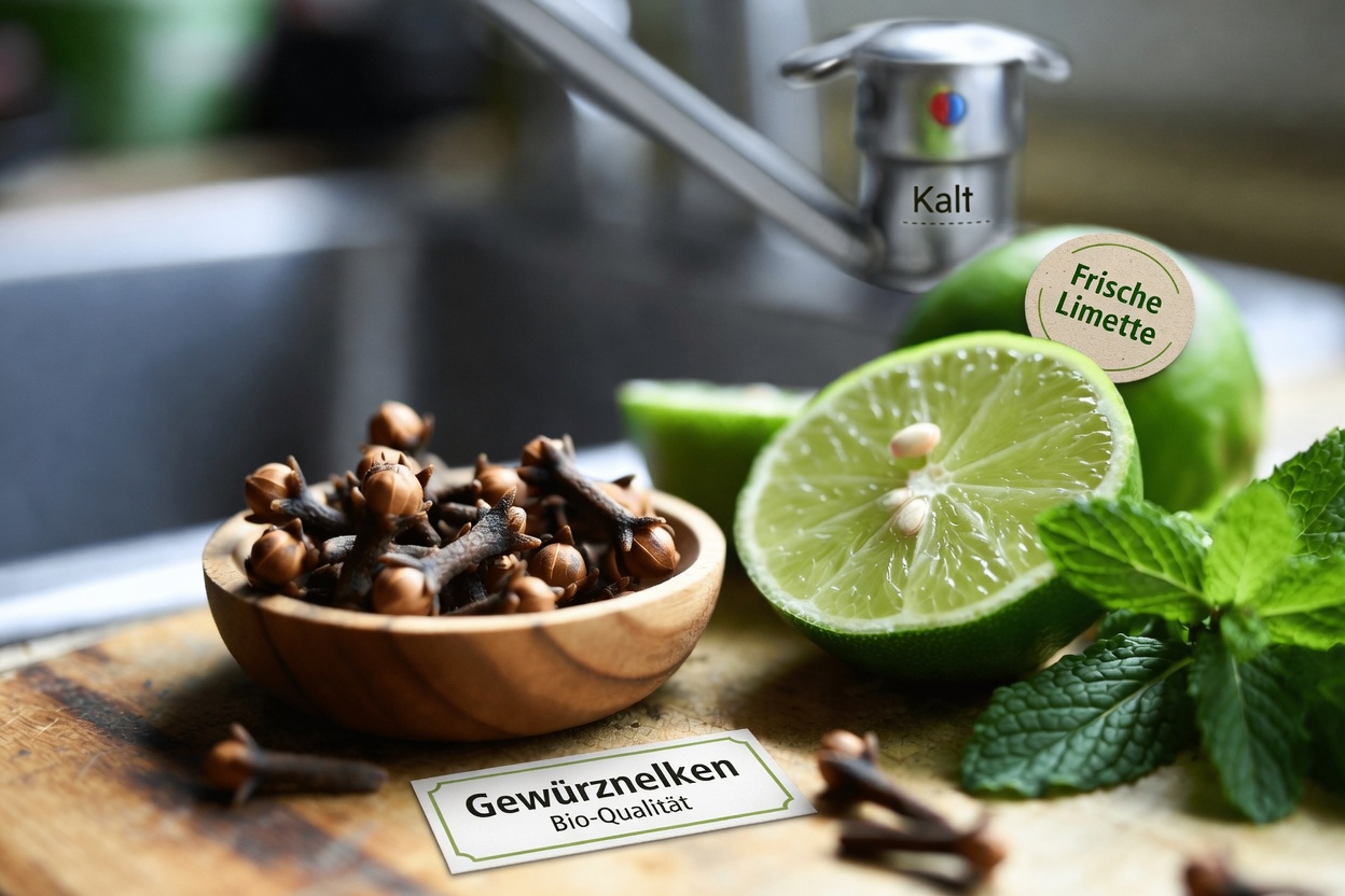 Entdecke ein einfaches tägliches grünes Getränk mit Nelken, Limette und Minze für das tägliche Wohlbefinden