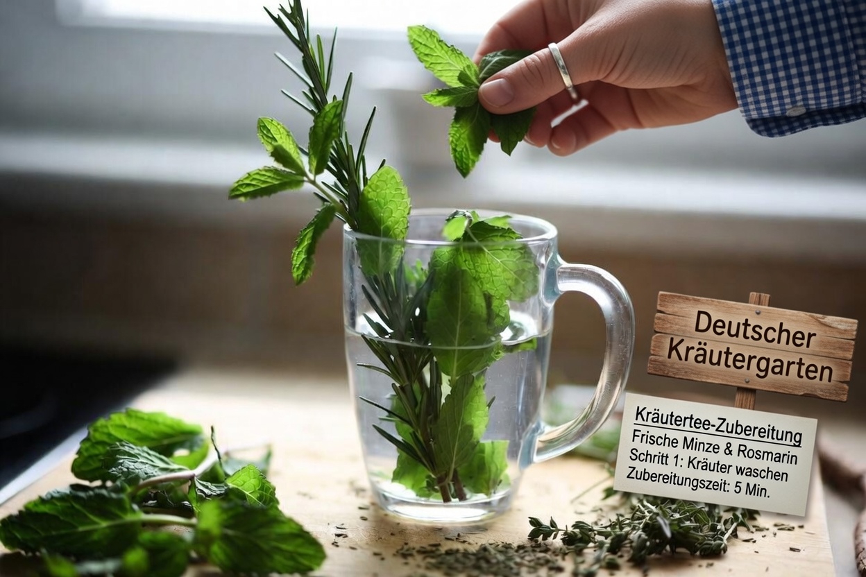 Wie man einen erfrischenden Kräutertee aus Minze und Rosmarin als Teil der täglichen Routine für mehr Gelenkwohlbefinden genießt