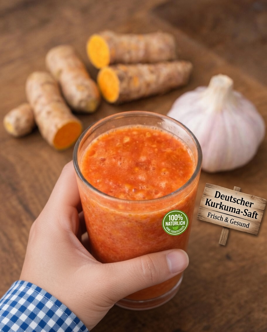 Einfaches Rezept für ein Tomaten-Knoblauch-Kurkuma-Getränk für das Wohlbefinden von Männern über 40