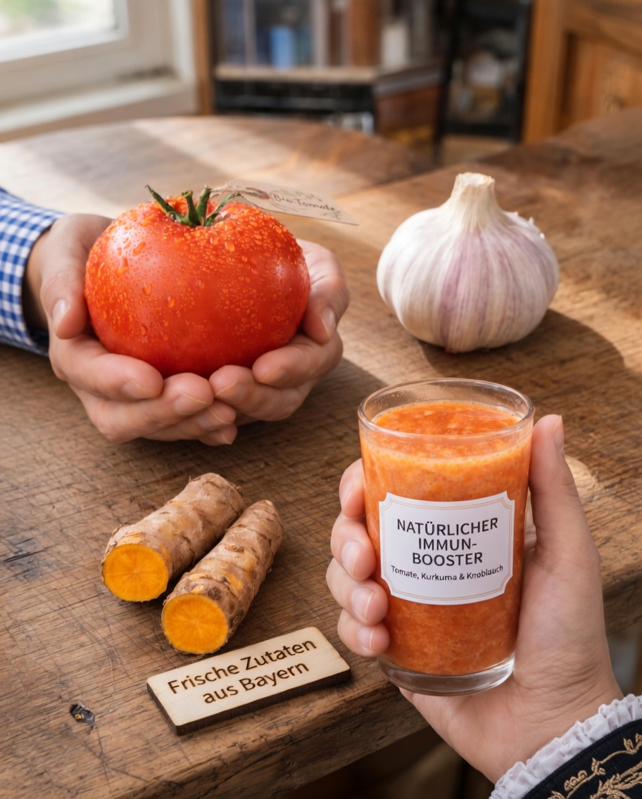 Einfaches Rezept für ein Tomaten-Knoblauch-Kurkuma-Getränk für das Wohlbefinden von Männern über 40