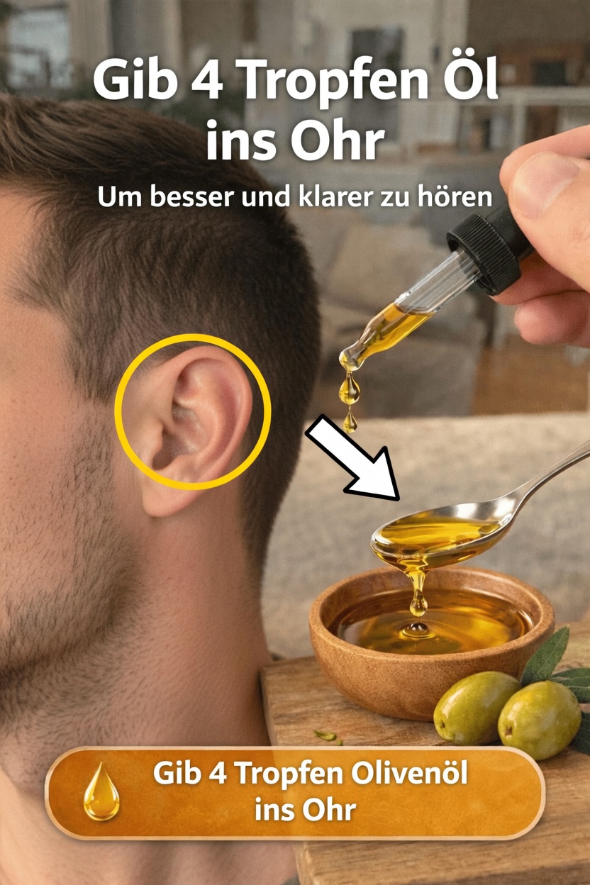 Haben Sie schon einmal versucht, ein paar Tropfen Olivenöl in Ihr Ohr zu geben?