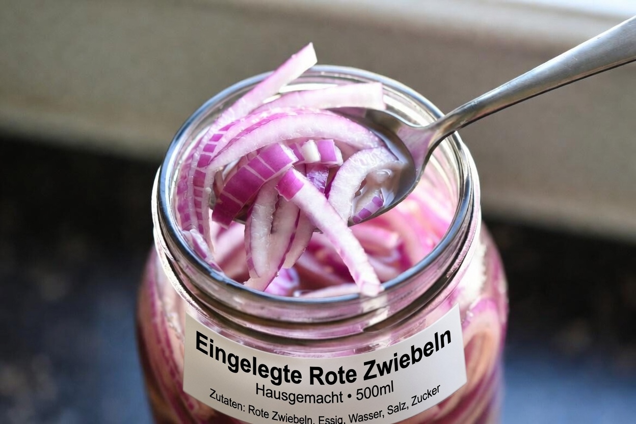 Haben Sie diese einfache eingelegte rote Zwiebel für das tägliche Wohlbefinden schon ausprobiert?