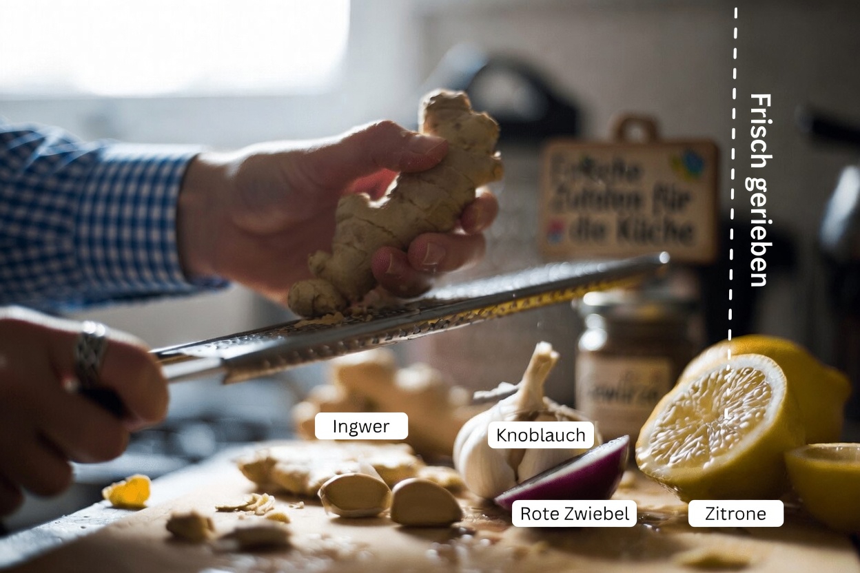 Hast du diese einfache Mischung aus Ingwer, Zwiebel, Knoblauch, Zitrone und Honig für das tägliche Wohlbefinden schon ausprobiert?