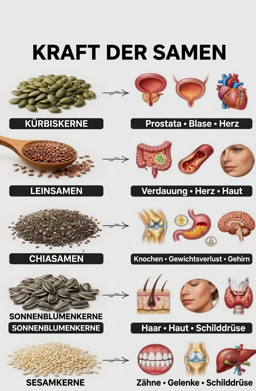 Entdecken Sie 6 nährstoffreiche Samen, die ältere Erwachsene leicht in ihre tägliche Routine integrieren können, um ihr Wohlbefinden zu verbessern