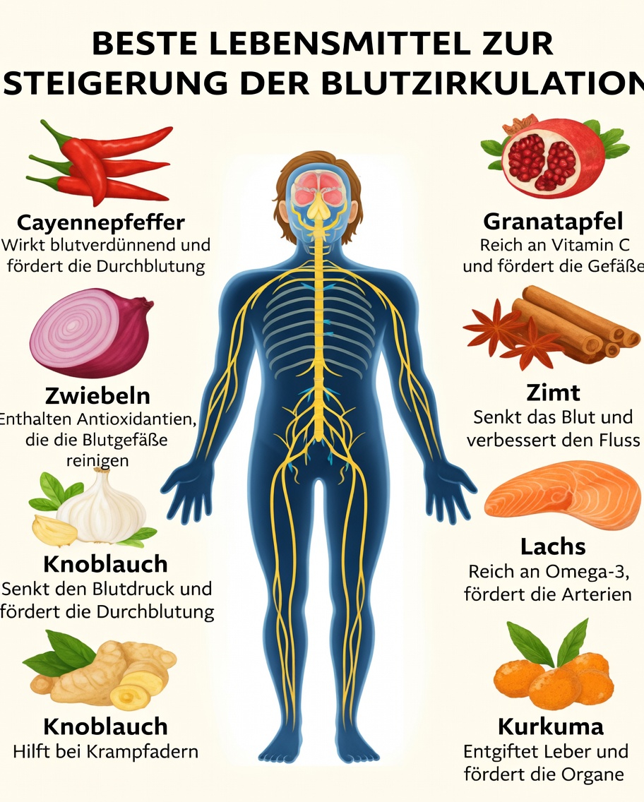 Entdecken Sie die 5 besten natürlichen Alltagskräuter zur Unterstützung einer gesunden Durchblutung und des Blutflusses in Ihren Beinen