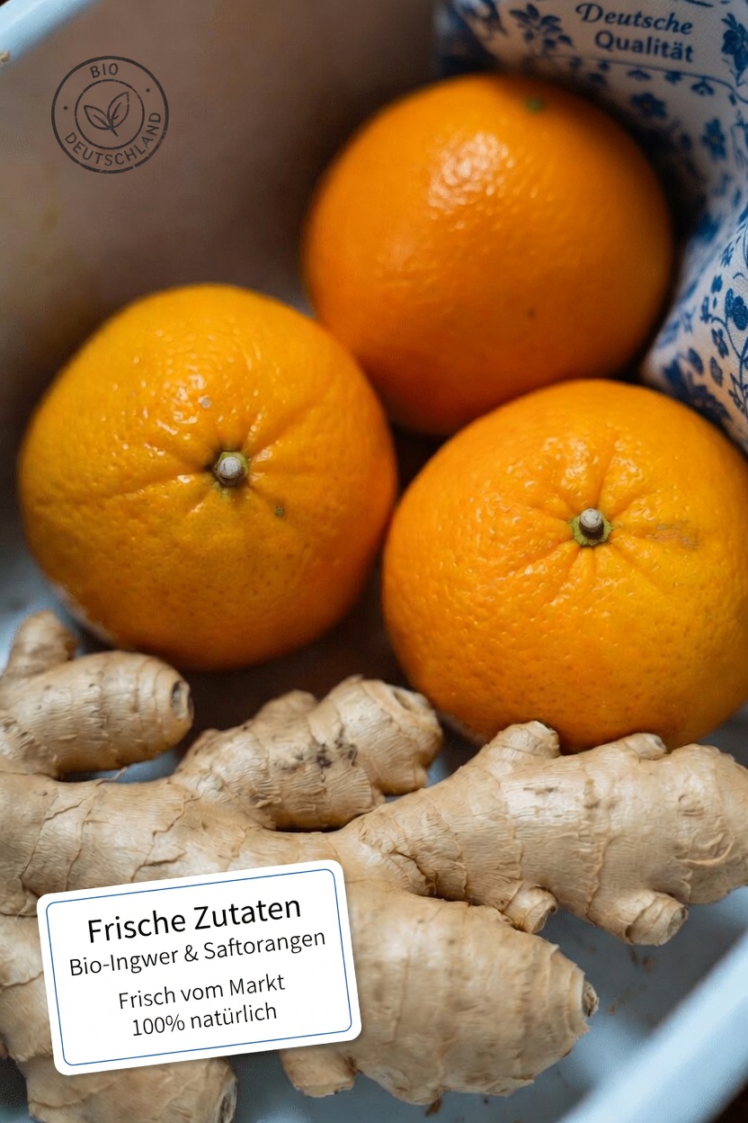 Einfaches Alltagsrezept für ein Ingwer-Orangen-Getränk zur natürlichen Unterstützung der Gesundheit von Nieren, Leber und Lunge