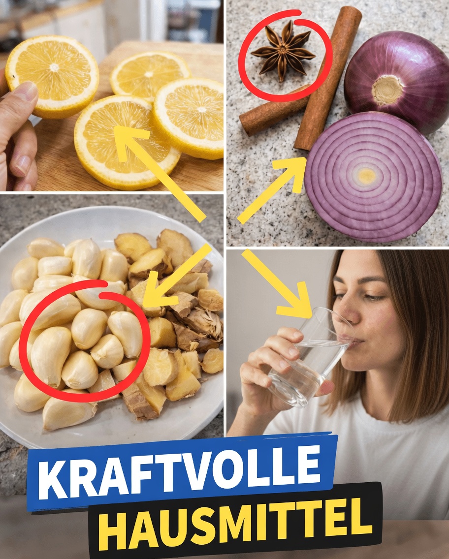 Einfache selbstgemachte Kräuterinfusion: Zimt, Nelken, Knoblauch, Ingwer, Zitrone und Zwiebel zusammen entdecken