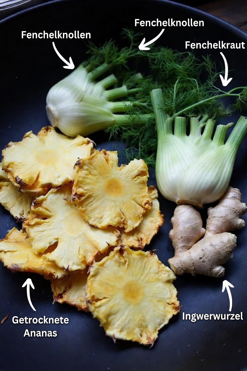 Entdecke ein einfaches nächtliches Getränkerezept mit Ananas, Ingwer und Fenchel zur Unterstützung der Nierengesundheit