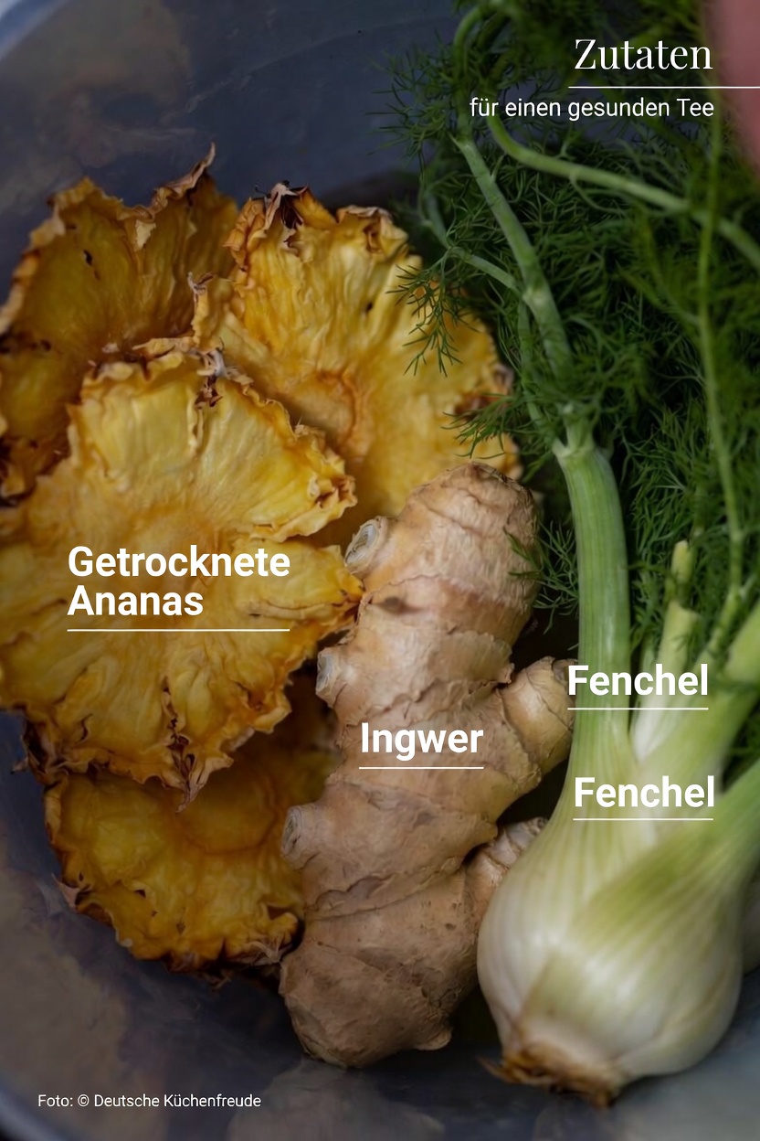 Entdecke ein einfaches nächtliches Getränkerezept mit Ananas, Ingwer und Fenchel zur Unterstützung der Nierengesundheit