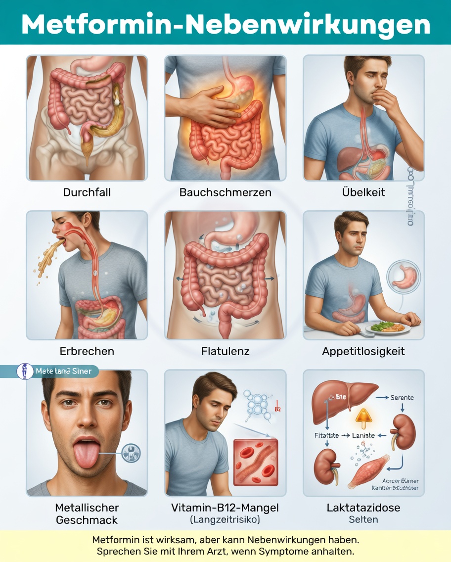 Was sind die häufigen und schwerwiegenden Nebenwirkungen von Metformin, die Sie kennen sollten?