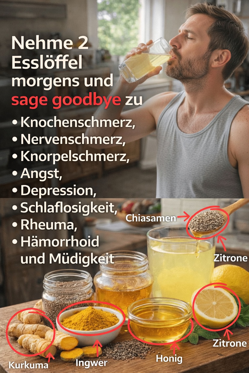 Eine einfache Morgenroutine: Ein erfrischendes Getränk mit Kurkuma, Zitrone, Honig und Chiasamen entdecken