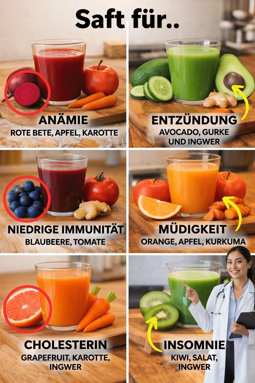 Entdecke 6 leckere hausgemachte Saftrezepte zur natürlichen Unterstützung von Energie, Immunität und erholsamem Schlaf