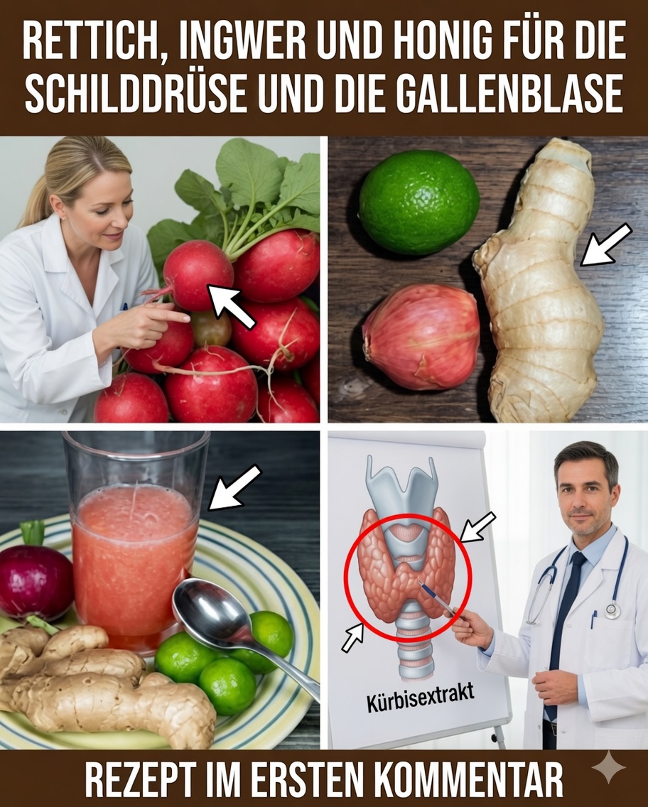 Radieschen, Ingwer und Honig: das natürliche Heilmittel zur Unterstützung der Schilddrüse und der Gallenblase