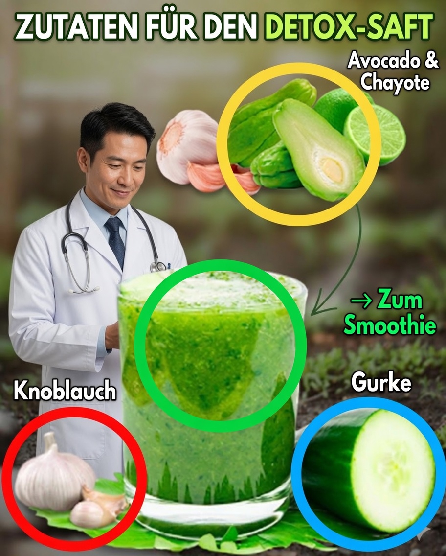 Natürliche Rezepte für die Gesundheit: Getränk mit Chayote, Knoblauch, Zitrone und Gurke