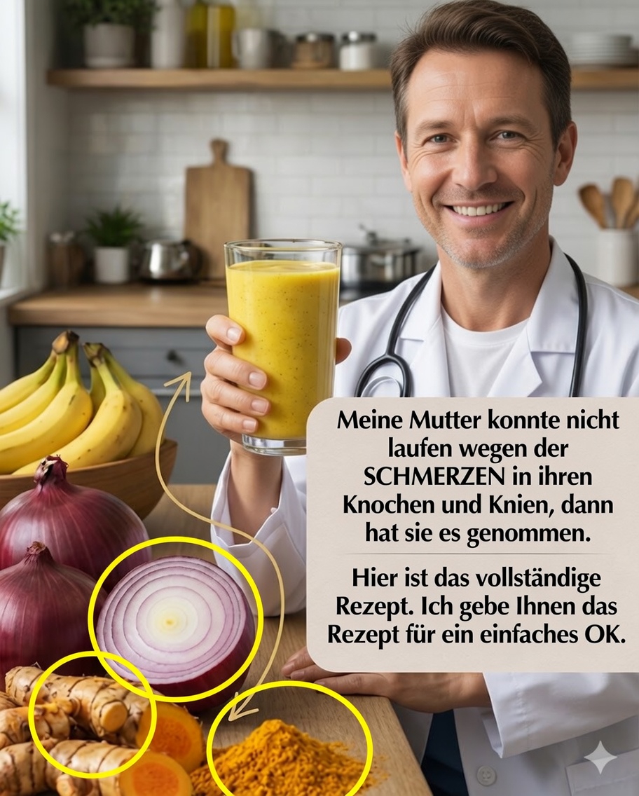 Natürliches Heilmittel aus Banane, Zwiebel und Kurkuma: ein Hausrezept zur Unterstützung der Gesundheit von Gelenken und Knochen 🌿🍌