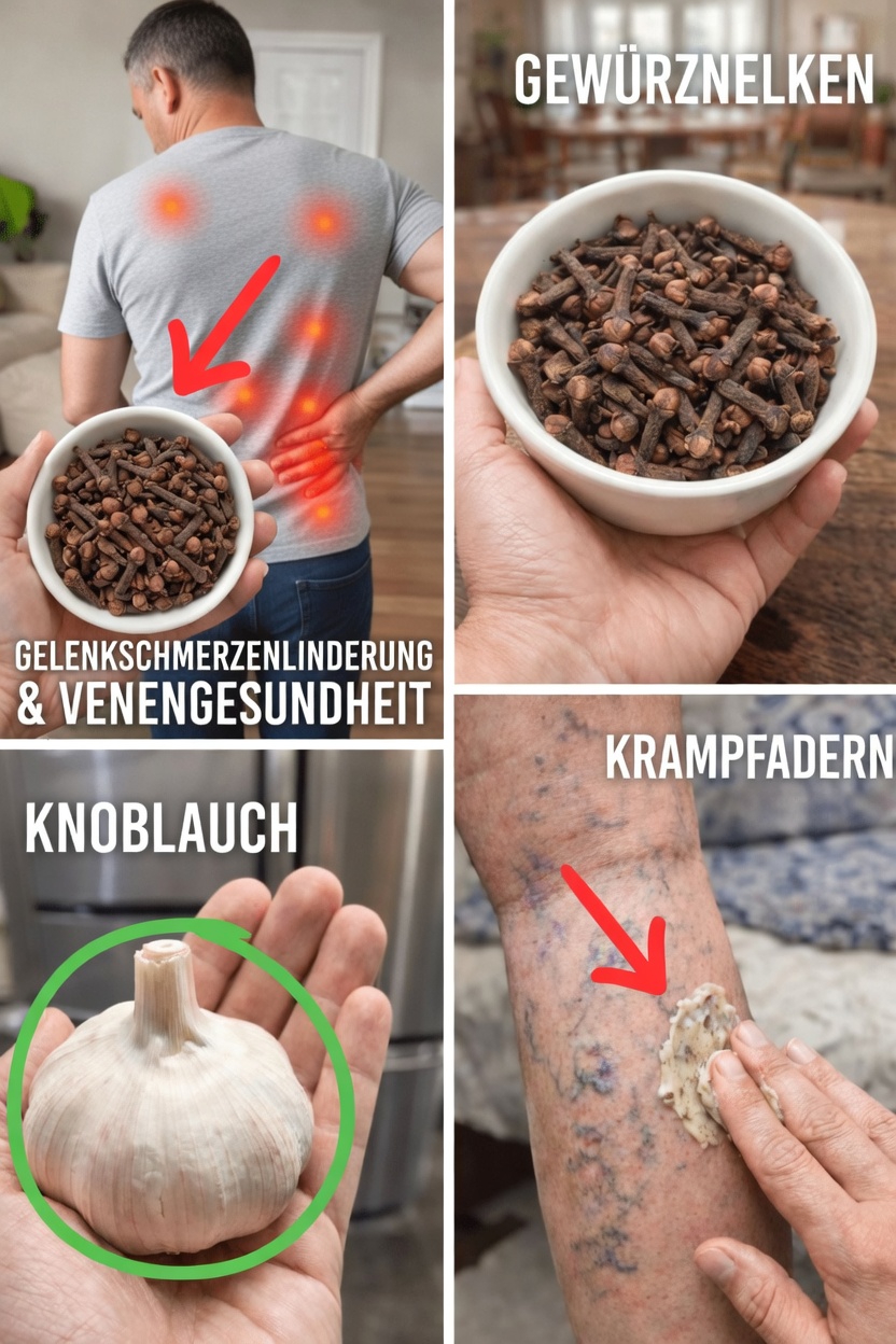 Entdecken Sie einfache Möglichkeiten, Nelken und Knoblauch zu Hause zur Unterstützung des Beinwohlbefindens und der Venengesundheit zu verwenden