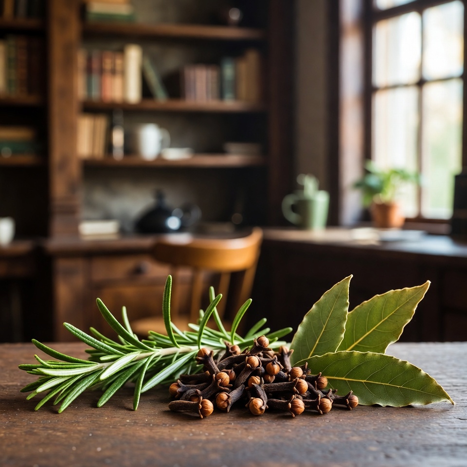 Eine natürliche Mischung aus Rosmarin, Nelken und Lorbeerblättern
