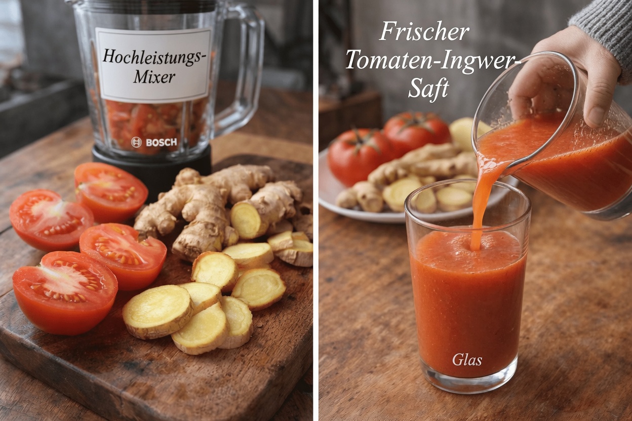 Eine einfache Routine mit Ingwer- und Tomatengetränk, die auf natürliche Weise tägliche Energie und Konzentration unterstützt