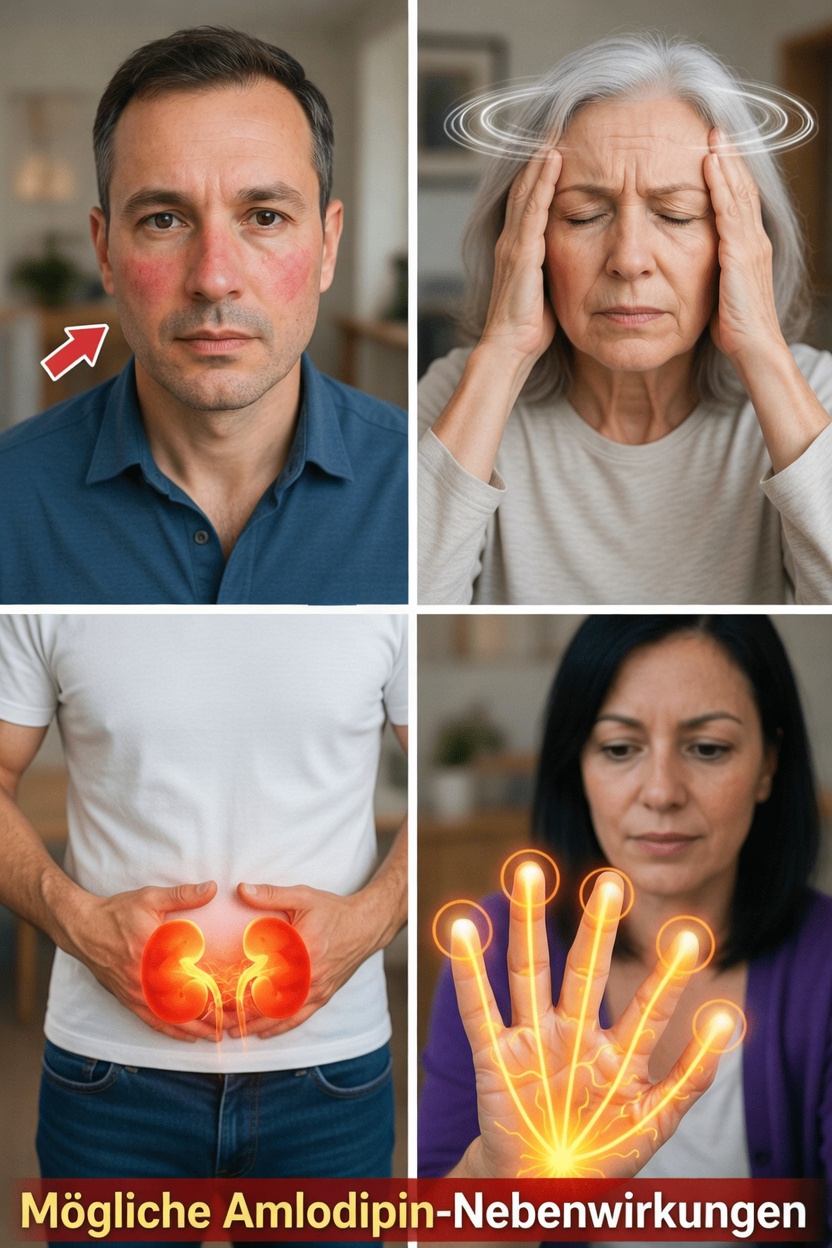 Was sind die häufigsten Nebenwirkungen von Amlodipin und wie kann man sie behandeln?