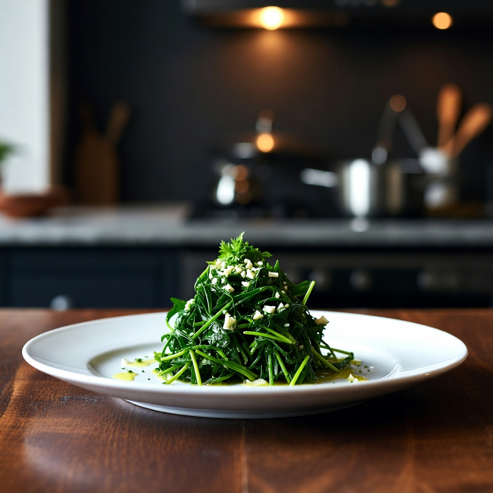 Gebratene Wilde Malve mit Knoblauch und Olivenöl
