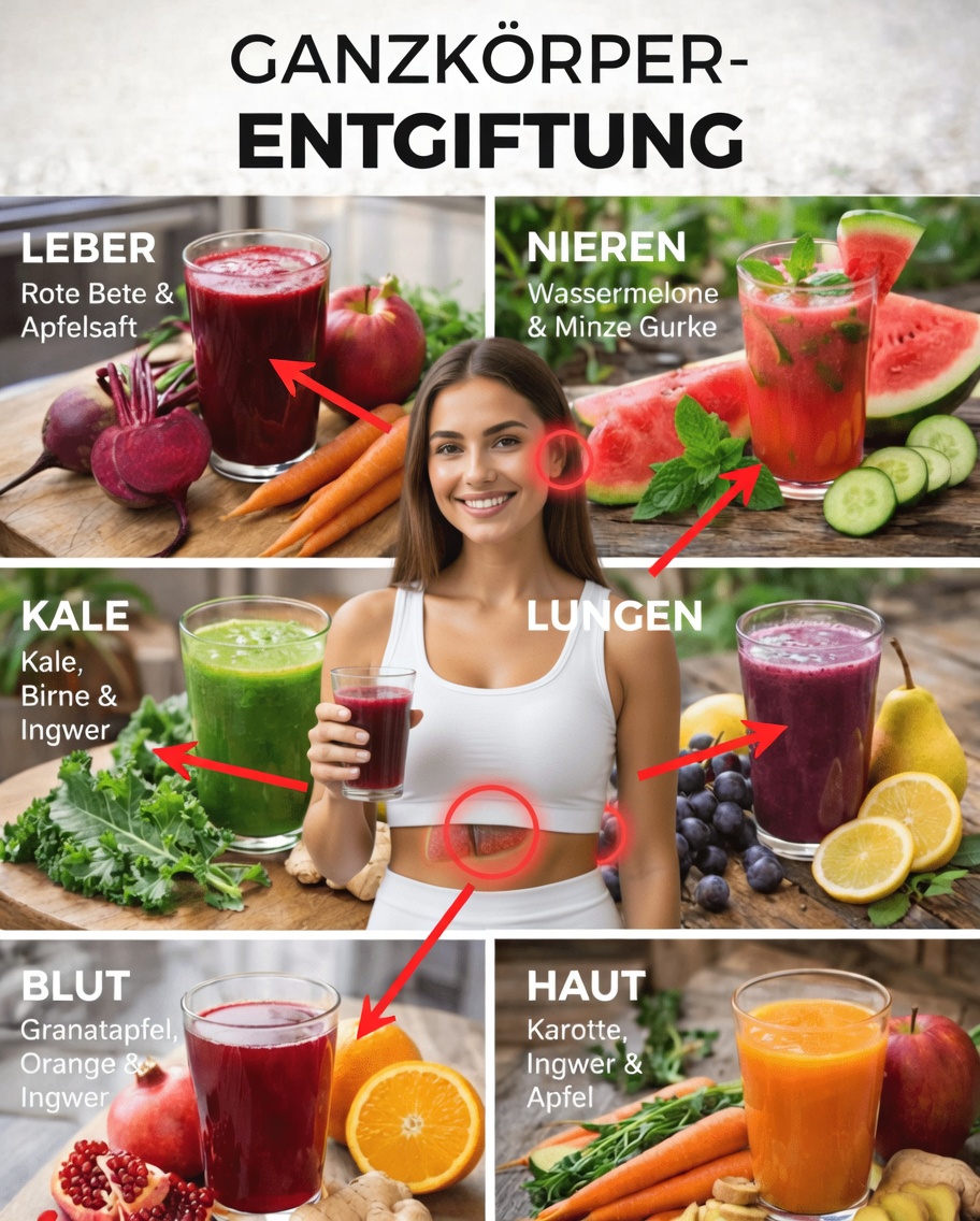 Entdecken Sie einfache Möglichkeiten, die natürlichen Entgiftungsprozesse Ihres Körpers mit frischen Säften zu unterstützen