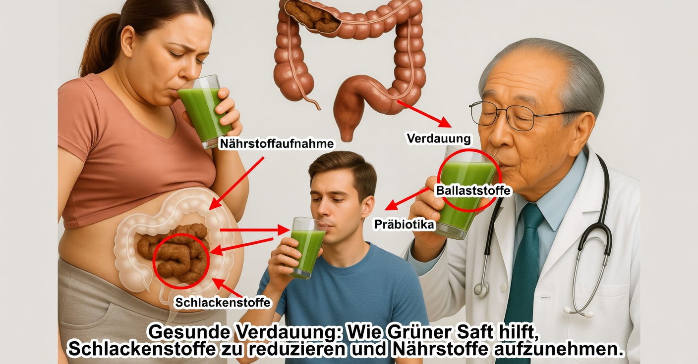 Grüner Saft zur Reinigung des Dickdarms und zum Entzündungsabbau im Bauch