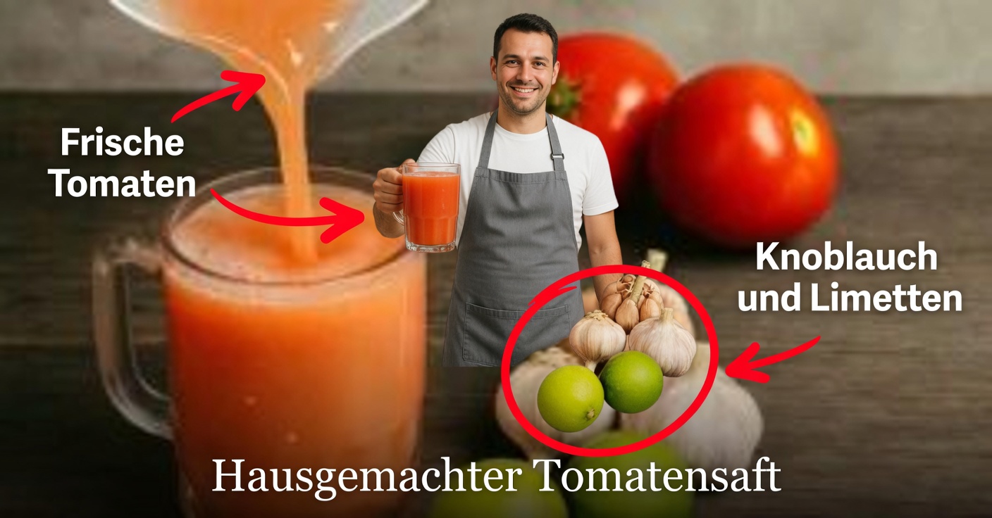 Tomatensaft mit Zitrone zur Reinigung von Prostata und Nieren