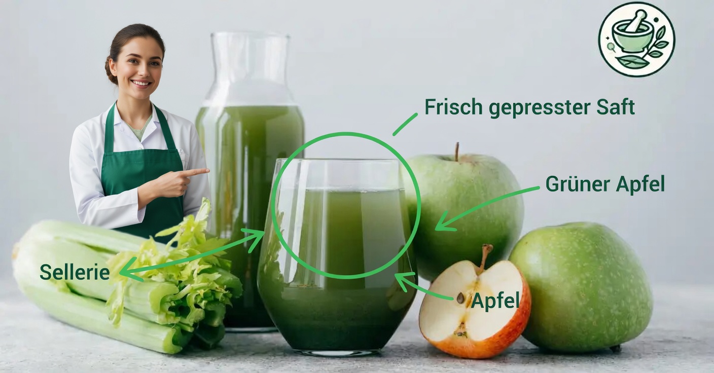 Natürlicher Saft aus Sellerie und grünen Äpfeln