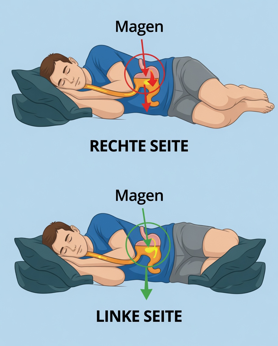 Auf der rechten Seite schlafen: Risiken und Lösungen