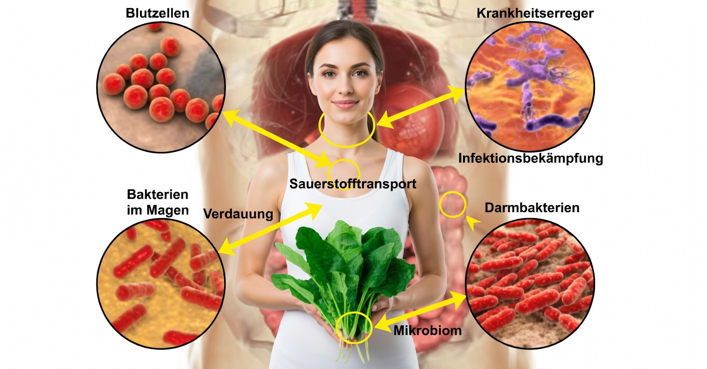 Spinat zur Reinigung des Darms und zur Beseitigung von Bakterien
