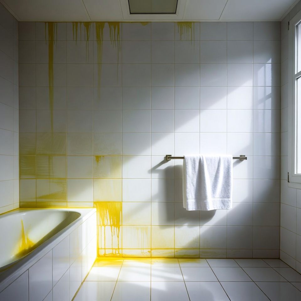 Gelbes Zeug läuft deine Badezimmerwände hinunter? Das könnte dahinterstecken