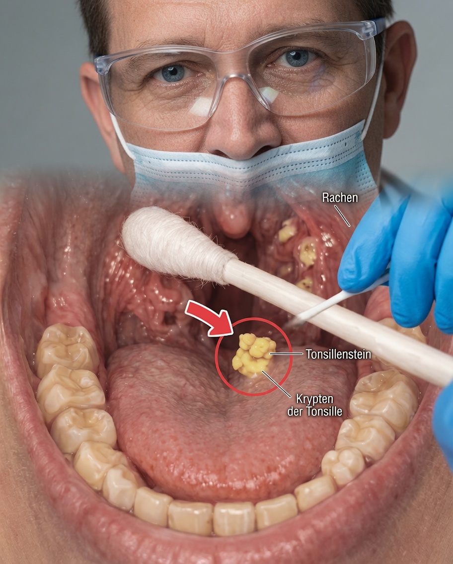 Hast du anhaltenden Mundgeruch, den nicht einmal Zähneputzen beseitigt? Es könnte Tonsillensteine sein