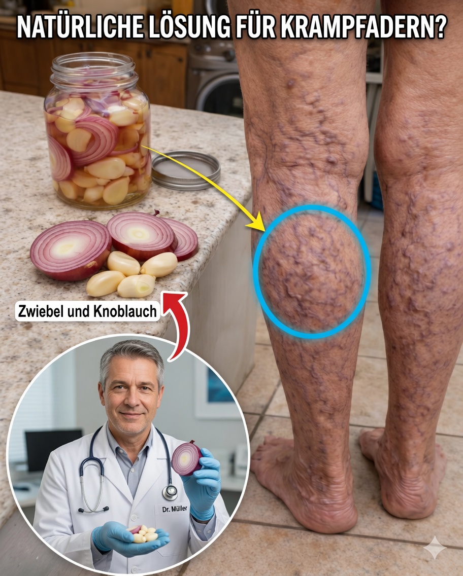 Sag den Krampfadern auf natürliche Weise Lebewohl: Das einfache Hausmittel mit Knoblauch, Zwiebel und Olivenöl, das Linderung bringen kann