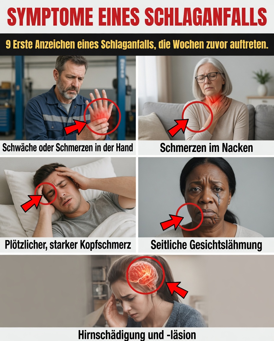 9 Frühwarnzeichen eines Schlaganfalls, die bis zu 1 Woche vorher auftreten können – Was Ihr Körper Ihnen sagen will