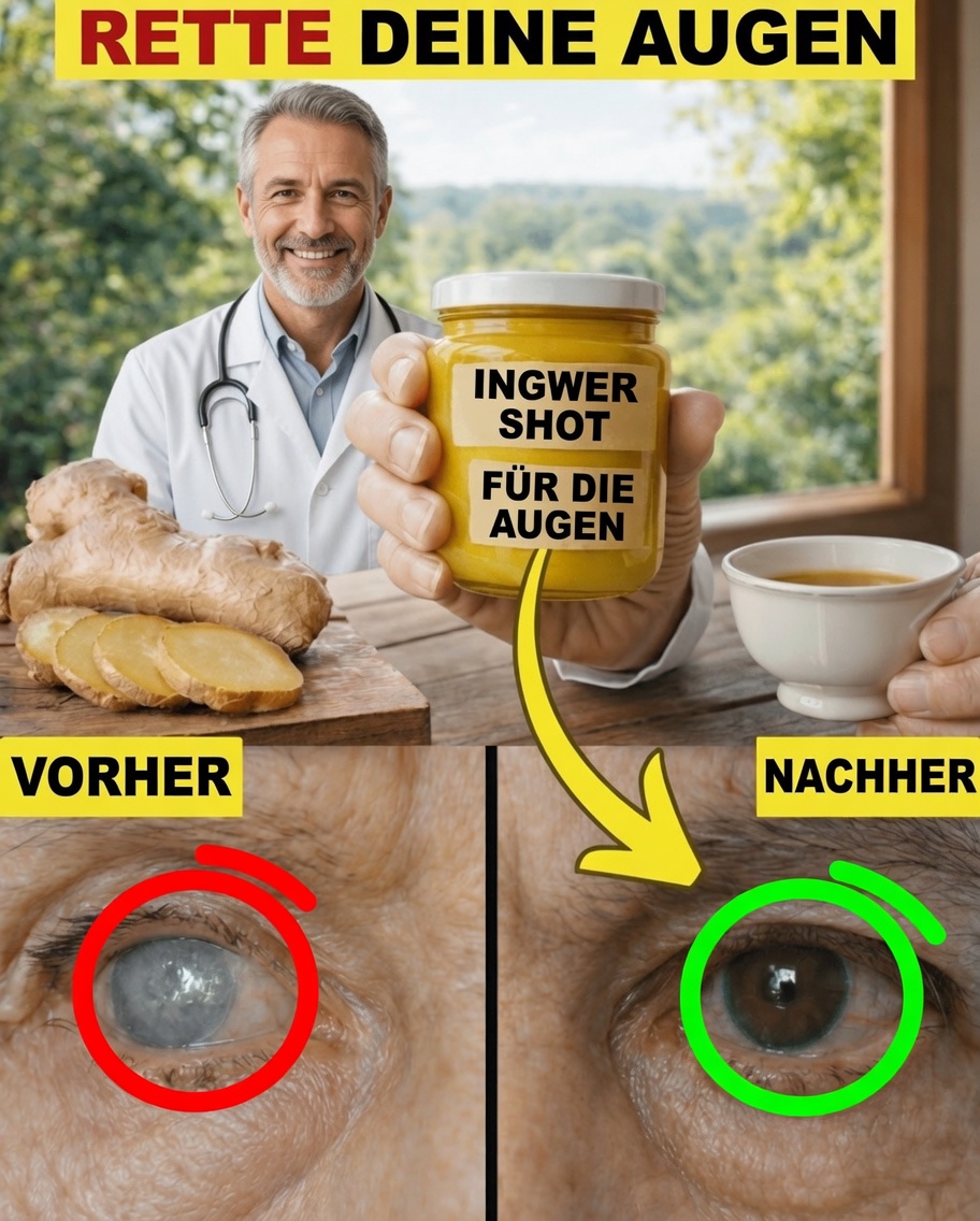 Ein einfaches natürliches Getränk aus Apfel und Ingwer zur Unterstützung der Augengesundheit nach dem 50. Lebensjahr