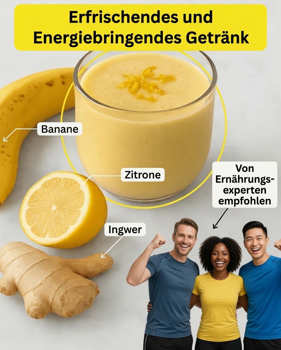 Starte energiegeladen in den Tag: Natürlicher Smoothie aus Banane, Zitrone und Ingwer