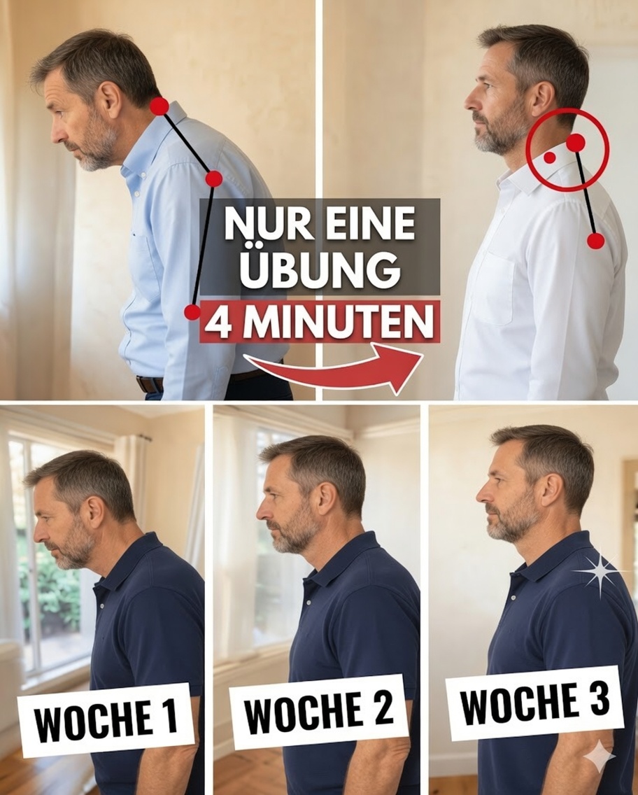 Einfache tägliche Gewohnheit zur Verbesserung der nach vorn geneigten Kopfhaltung nach dem 60. Lebensjahr in nur 4 Minuten zu Hause