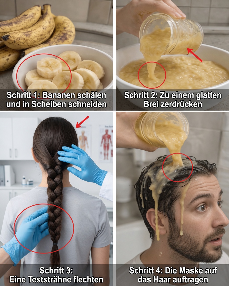Bananen-Haarmaske zweimal pro Woche für längeres, voluminöseres Haar und gesundes Wachstum