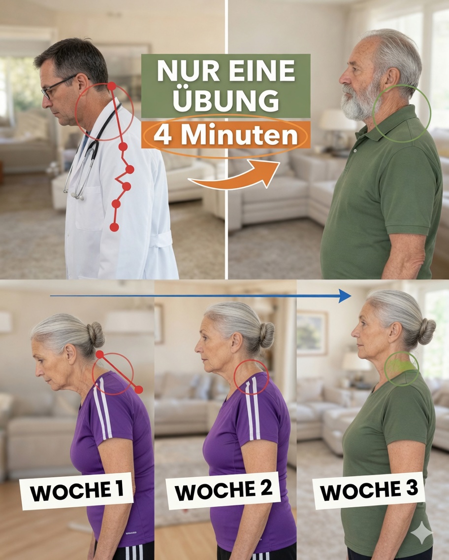 Wie man nach 60 die nach vorne geneigte Kopfhaltung sanft verbessert – eine einfache 4-Minuten-Routine pro Tag