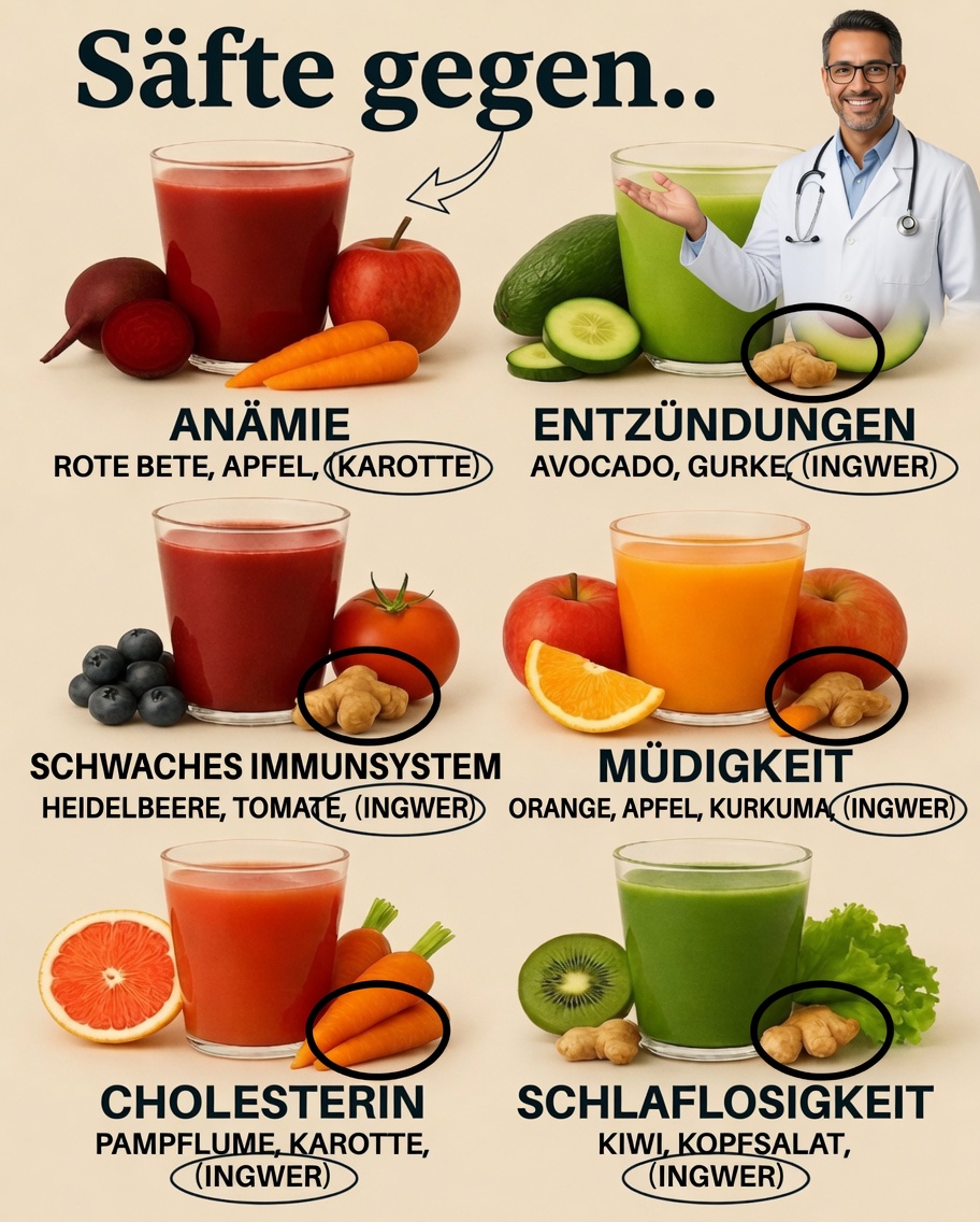 Heilsäfte: Natürliche Rezepte gegen Anämie, Entzündungen, Müdigkeit und vieles mehr